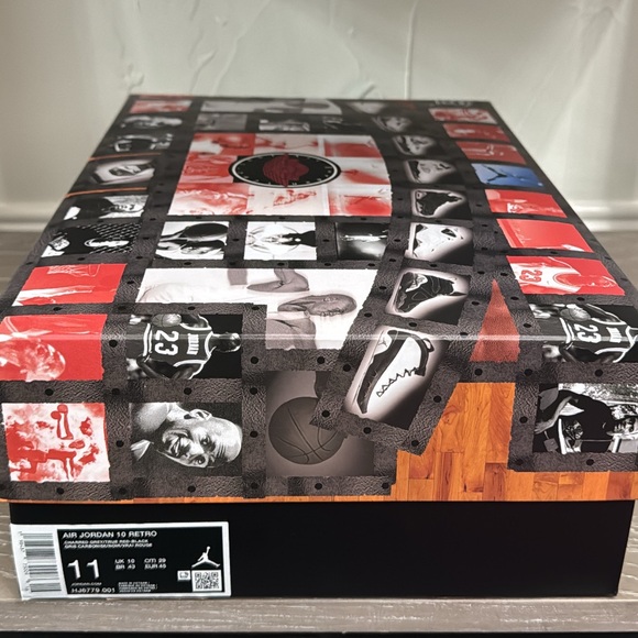 MENS AIR JORDAN 10 RETRO CHARRED GREY/TRUE RED-BLACK HJ6779-001 US SIZE 11 - Picture 4 of 7